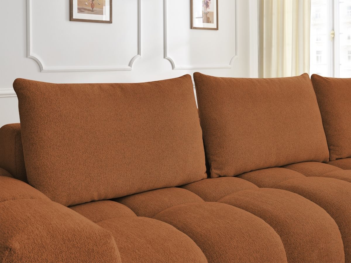 Bobochic Everest Ecksofa, 4 Kissen Melange-Stoff Orange Ecke rechts