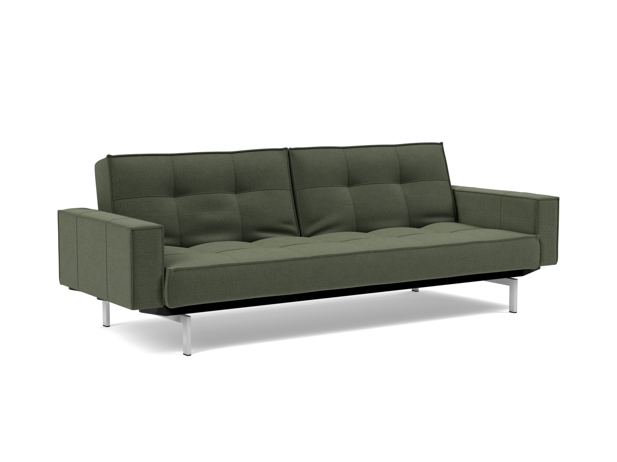 Schlafsofa Splitback mit Armlehnen Chenille Esina 413-Olive-Green Beine Chrom
