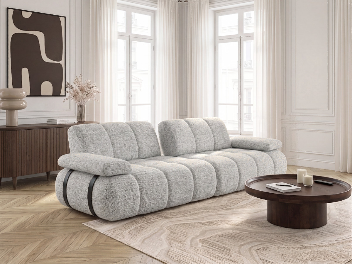 Bobochic Rivoli Sofa 4-Sitzer Melange-Stoff Grau