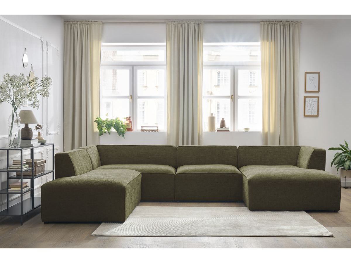 Bobochic Megeve Wohnlandschaft Strukturstoff Grün Ecke rechts