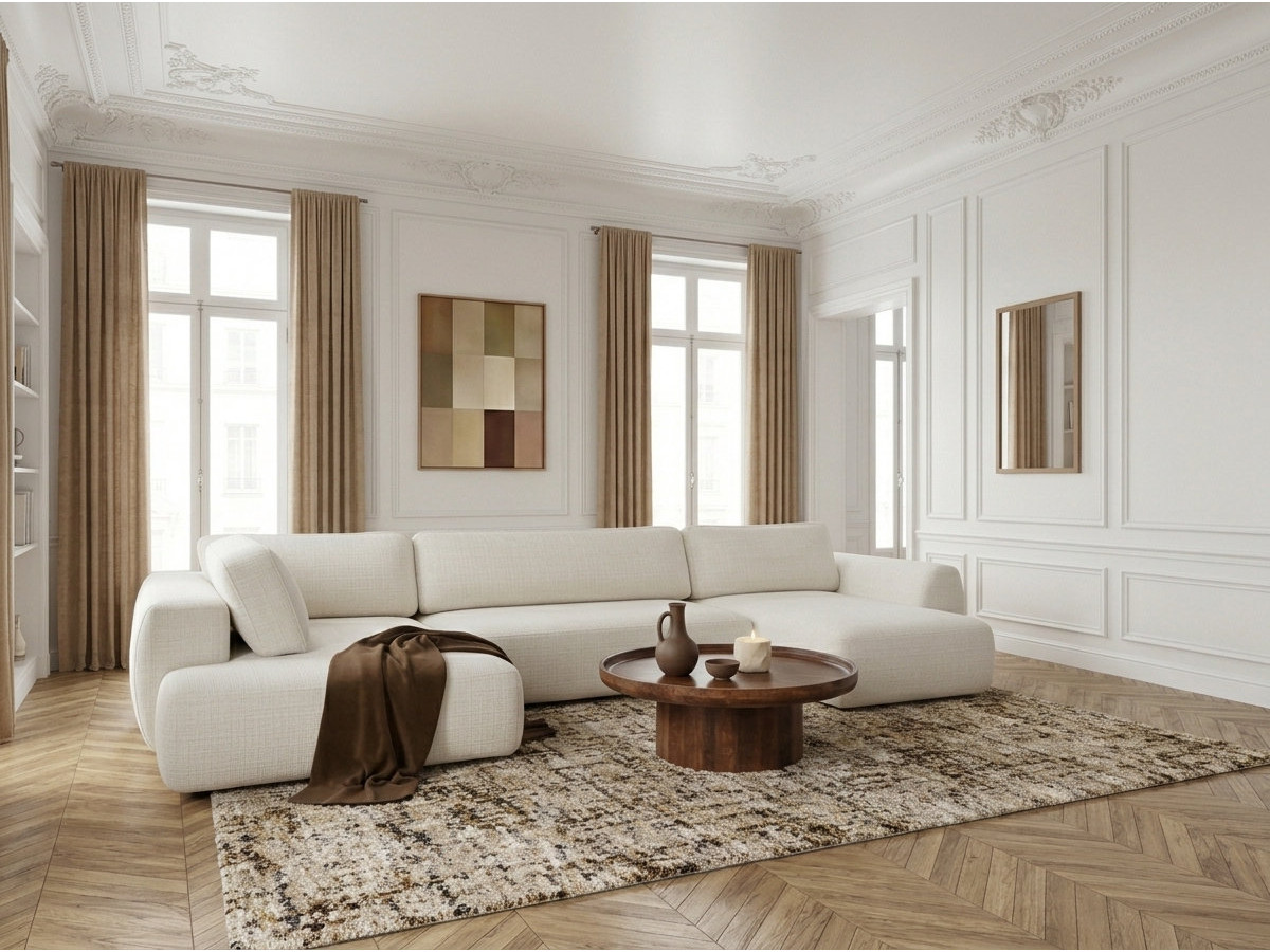 Bobochic Denise Wohnlandschaft Strukturstoff Weiß Ecke rechts