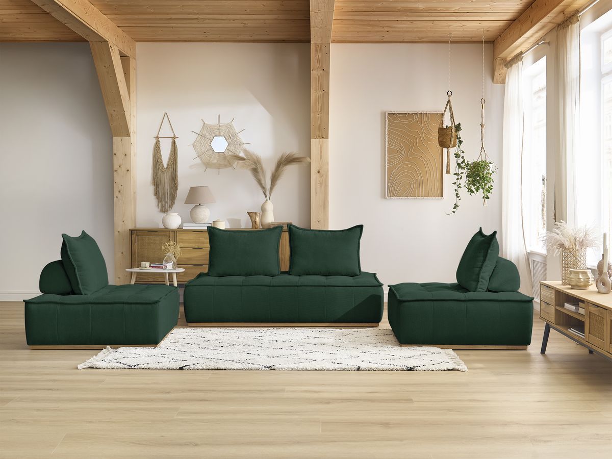 Bobochic Elisa Ecksofa Strukturstoff Grün