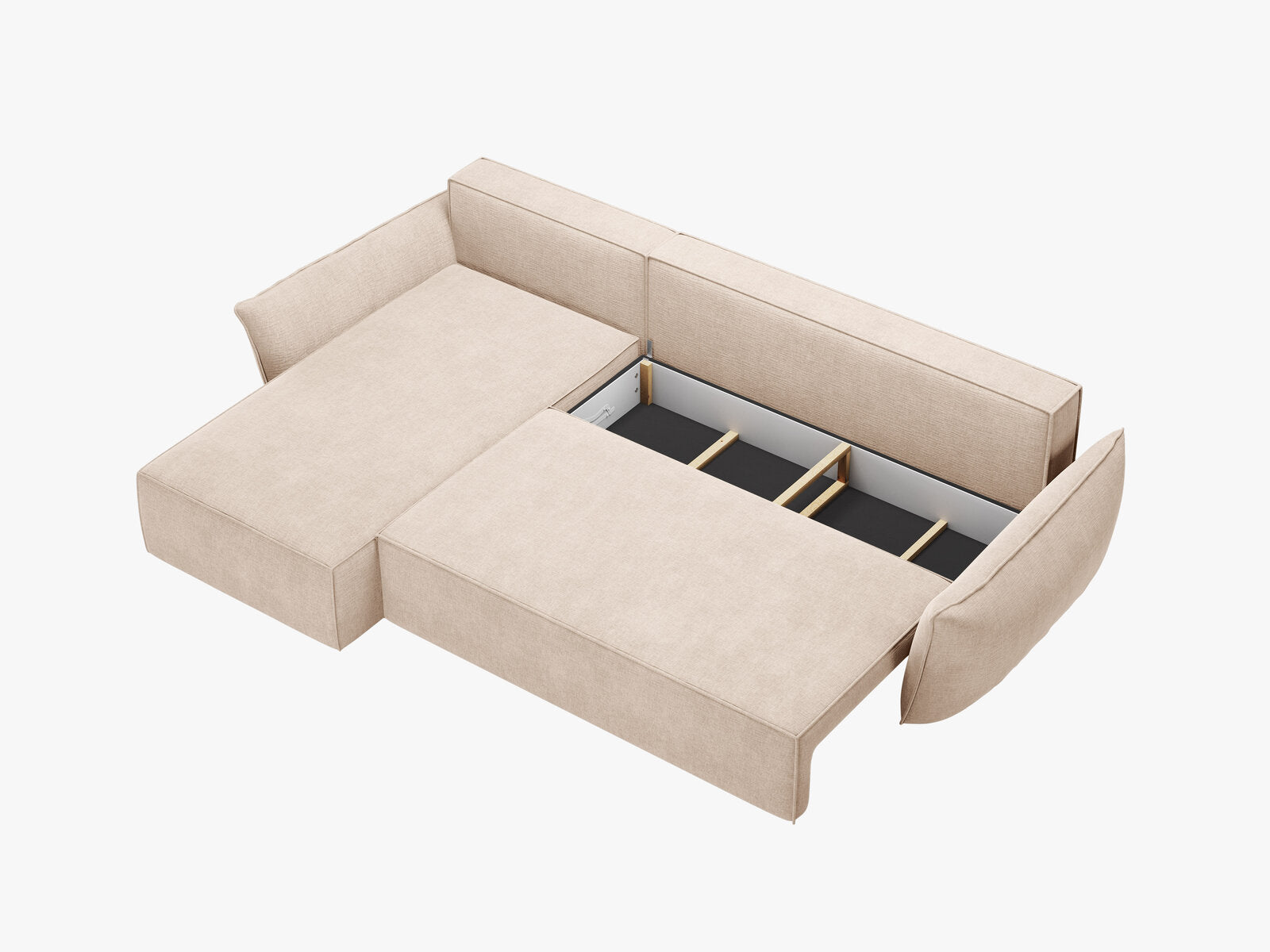 Micadoni Kaelle Ecksofa mit Bettfunktion und Stauraum Links Chenille Over The Horizon Beige