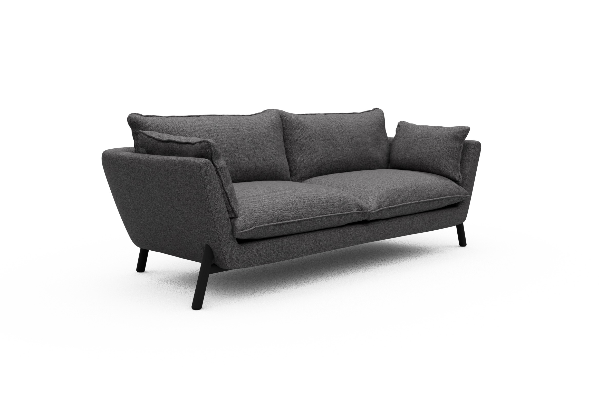 Sofa Emil PREMIUM 3-Sitzer Beinfarbe Eiche Schwarz Sama-Antracite