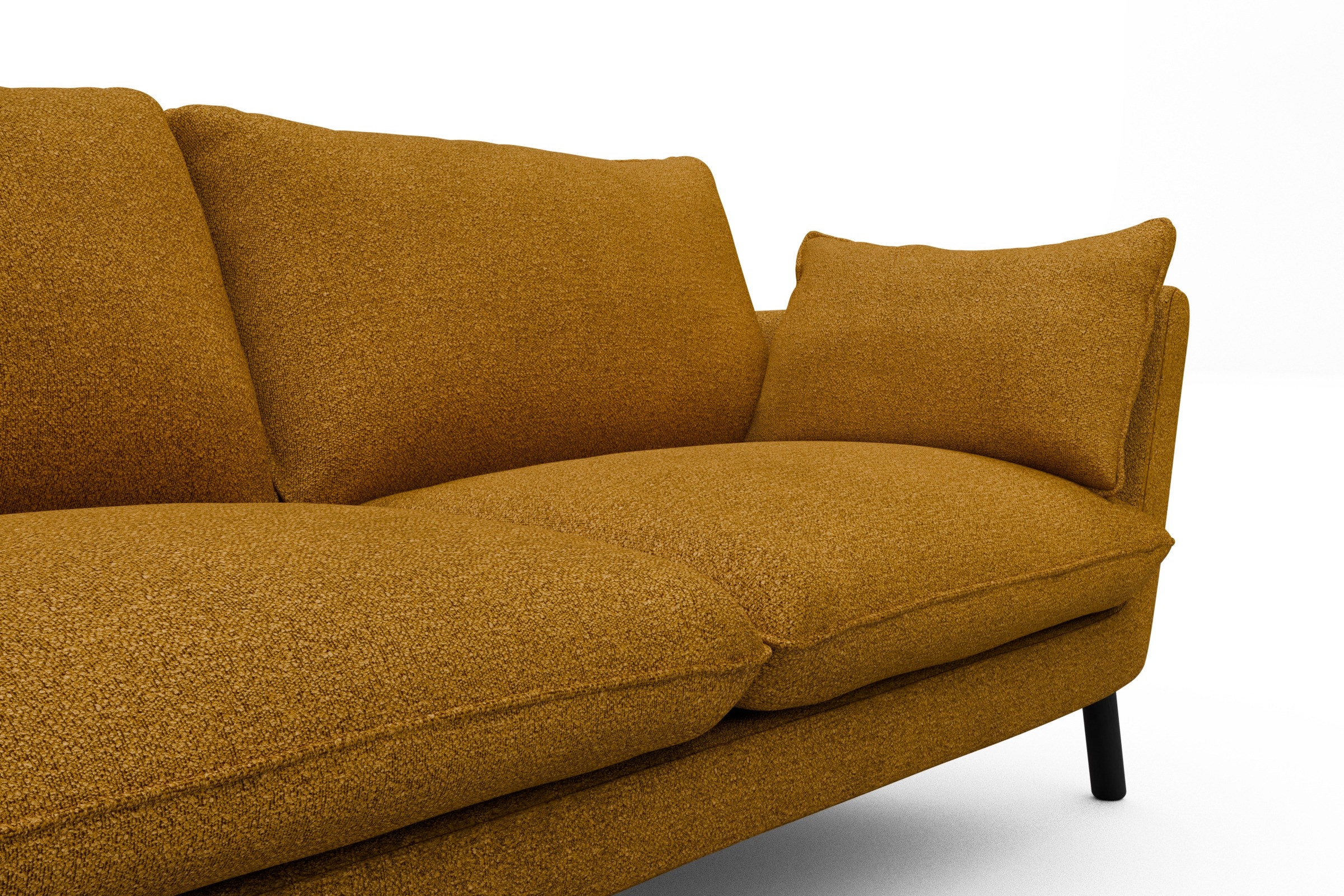 Sofa Emil 2-Sitzer Beinfarbe Eiche Schwarz Boucle-Ochre