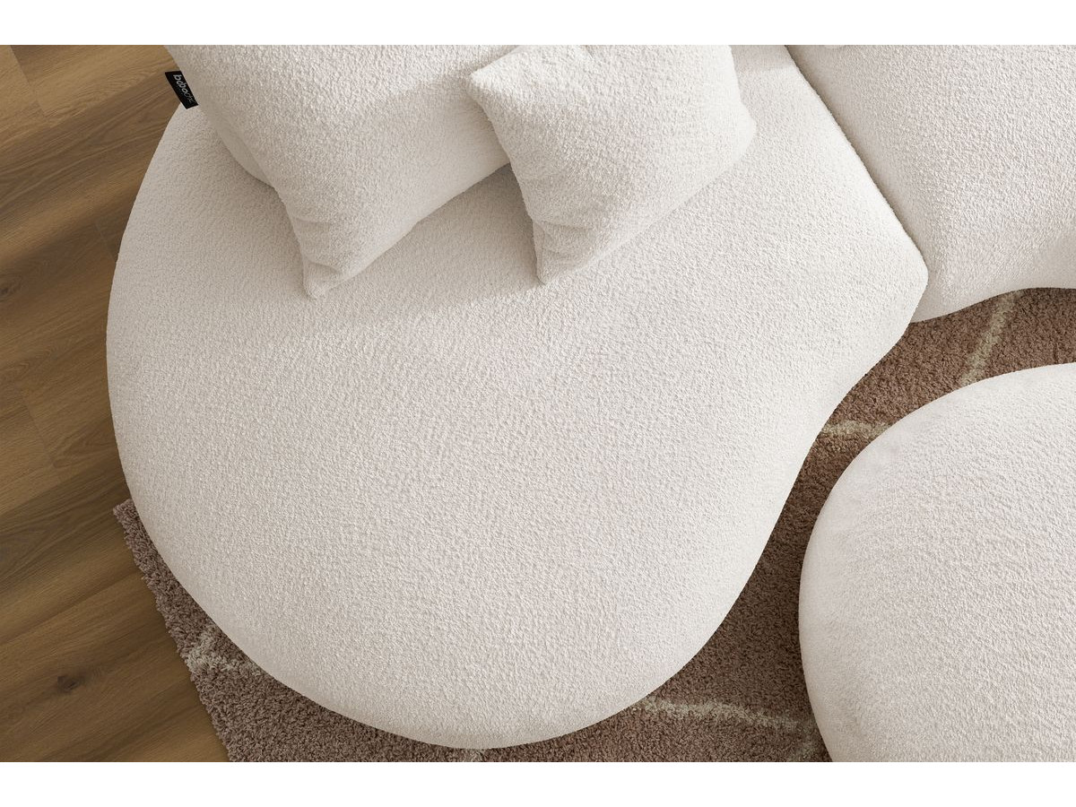 Bobochic Saint-germain Sofa 5-Sitzer mit Pouf Bouclé-Stoff Weiß