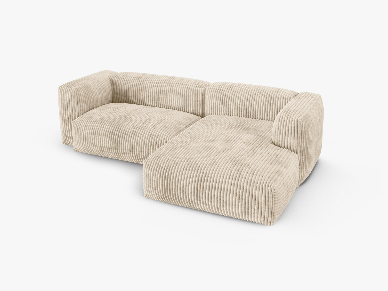 Micadoni Ecksofa Martina 2-Sitzer 90cm Sitztiefe Rechts Kord Tilia Helles Beige