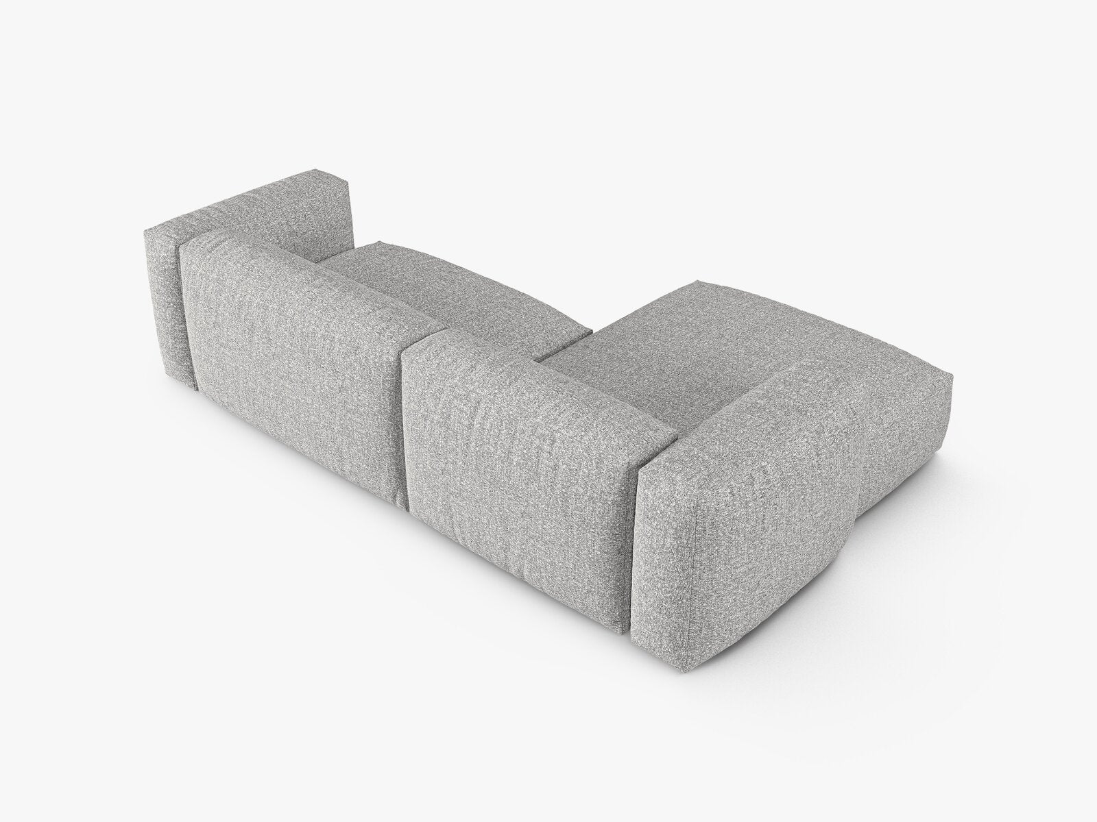 Micadoni Ecksofa Martina 2-Sitzer 90cm Sitztiefe Links Boucle Monet Silber