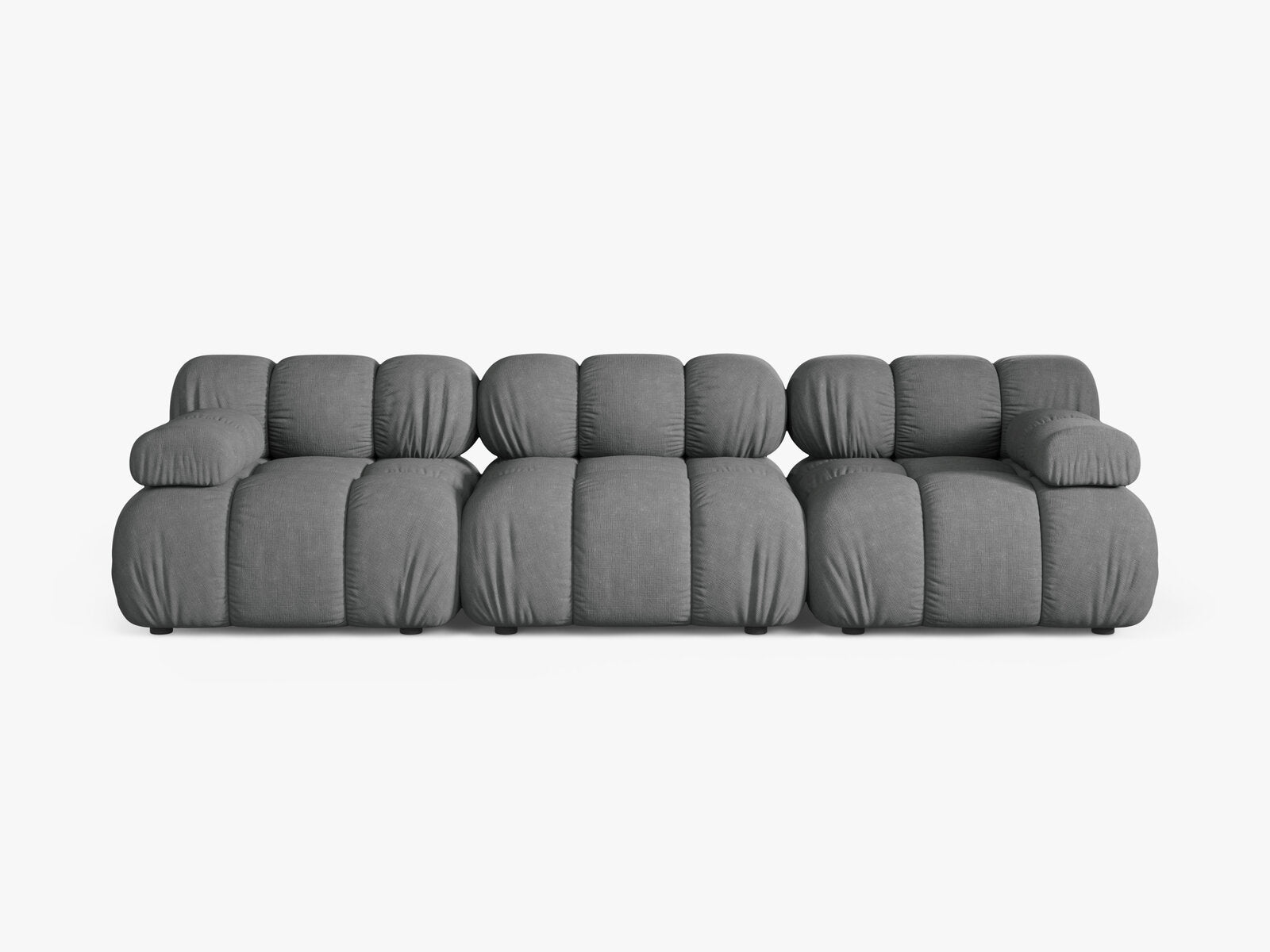 Micadoni Modulares Sofa Bellis 3-Sitzer Strukturierter Stoff Liberty Grau