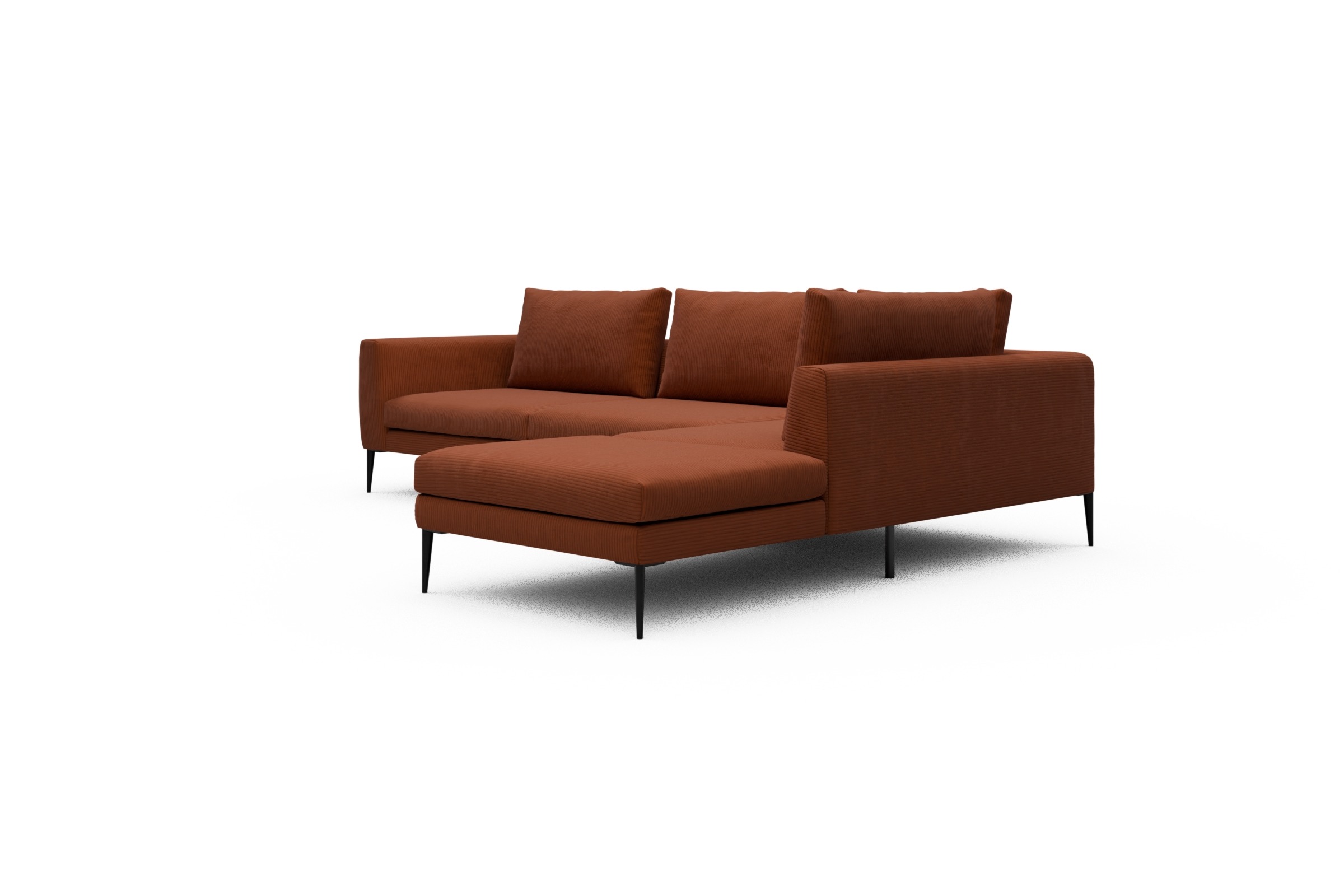 Ecksofa Paul Relax-Ecke links mit 3-Sitzer Corduroy-Burnt-Orange
