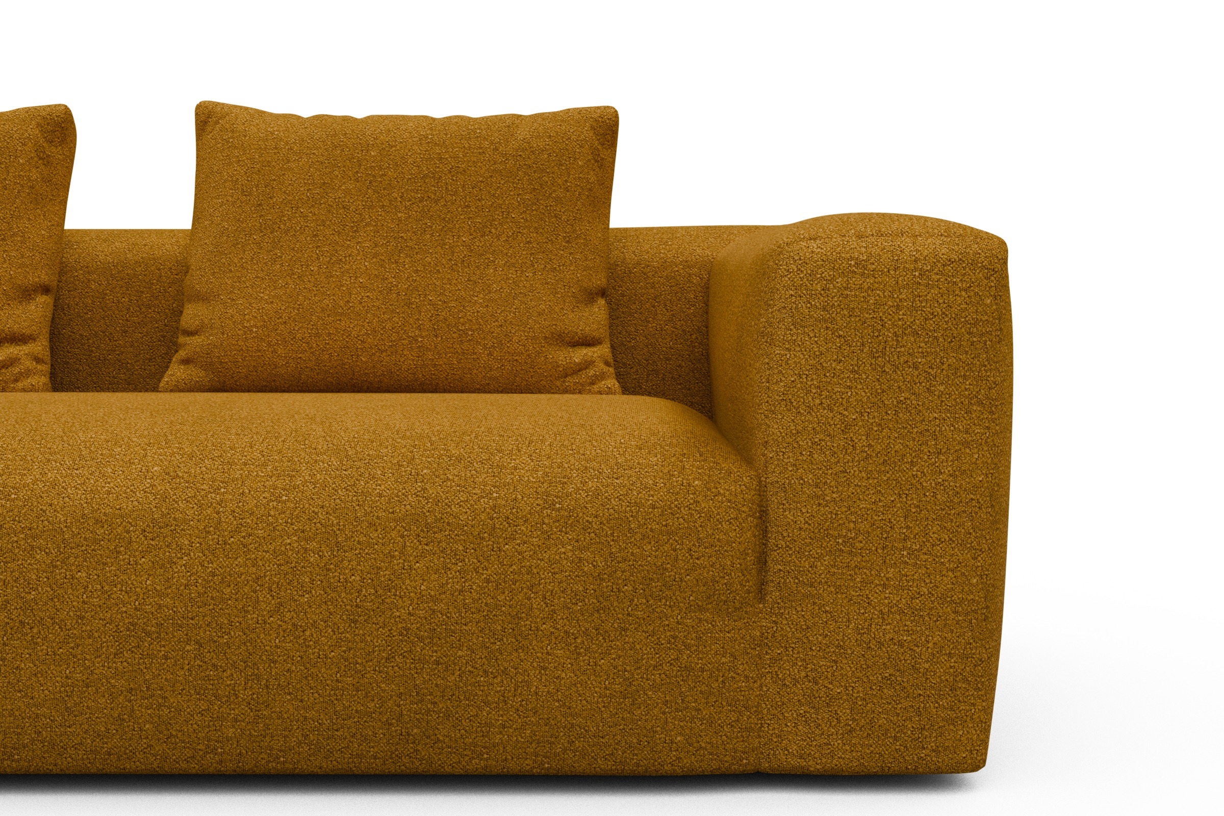 Wohnlandschaft Fred mit 2-Sitzer und Chaiselongue beidseitig Boucle-Ochre