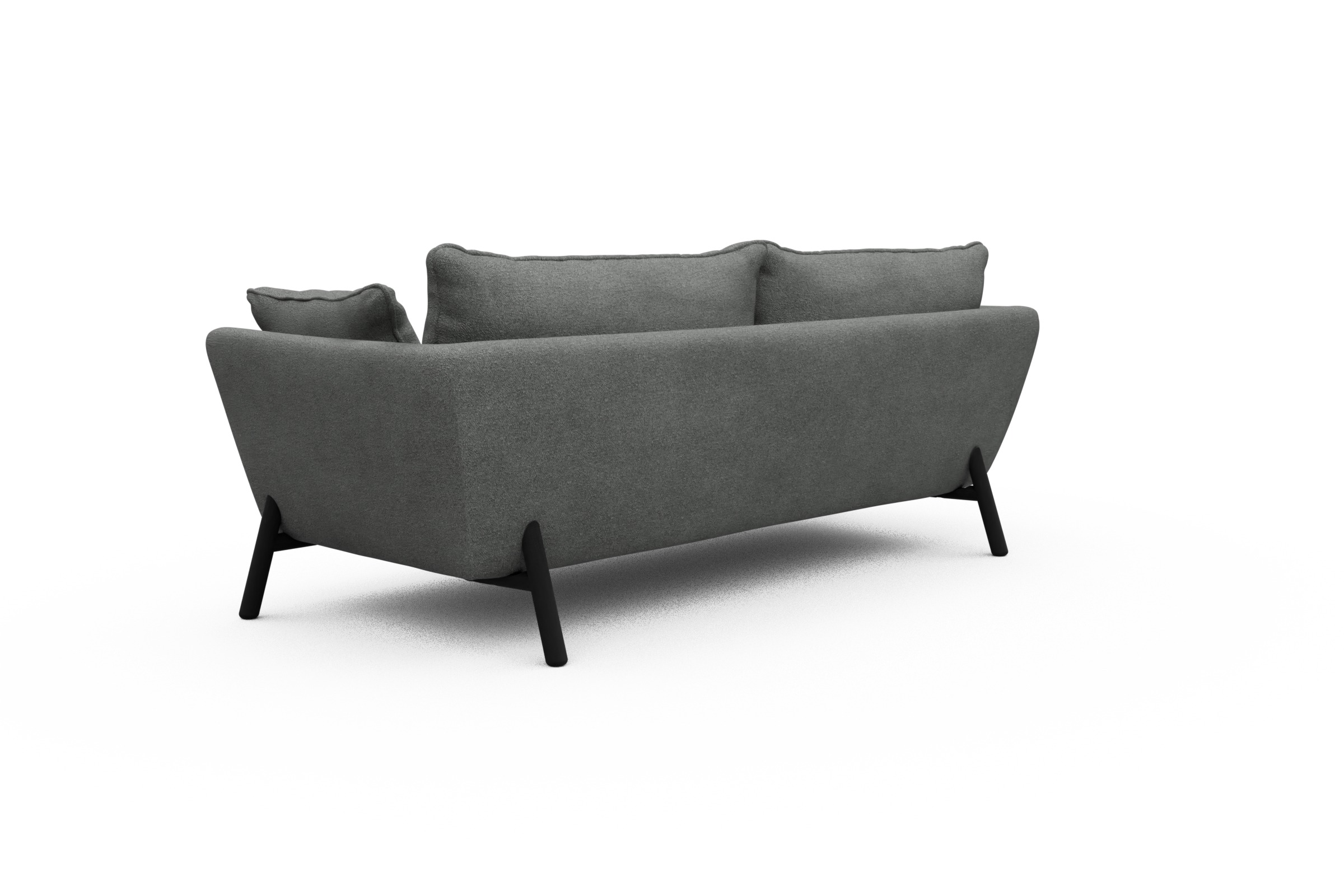 Sofa Emil PREMIUM 3-Sitzer Beinfarbe Eiche Schwarz Boucle-Ash-Grey
