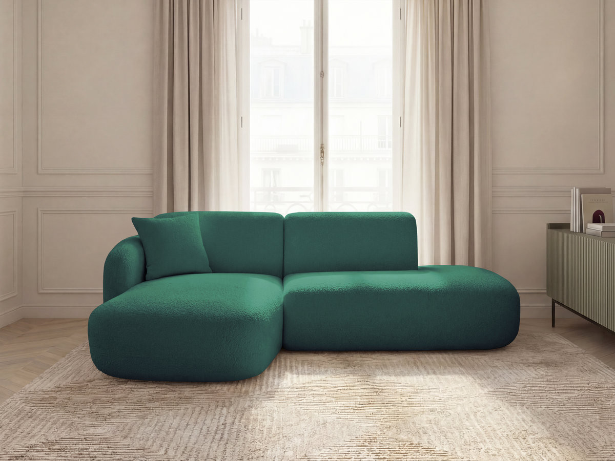 Bobochic Anda Ecksofa 241 × 163 cm Chenille Dunkelgrün Ecke links