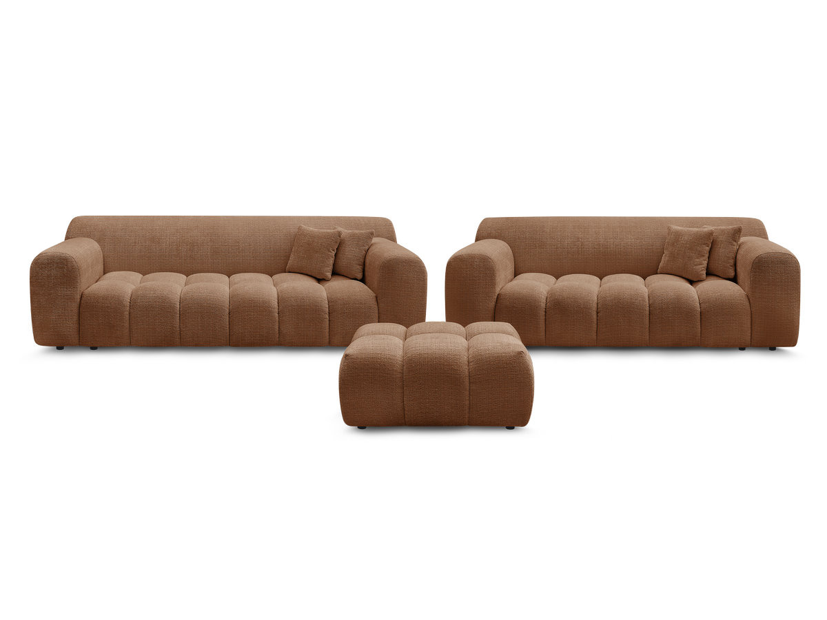 Bobochic Melisse Sofa 5-Sitzer mit Pouf Strukturstoff Orange