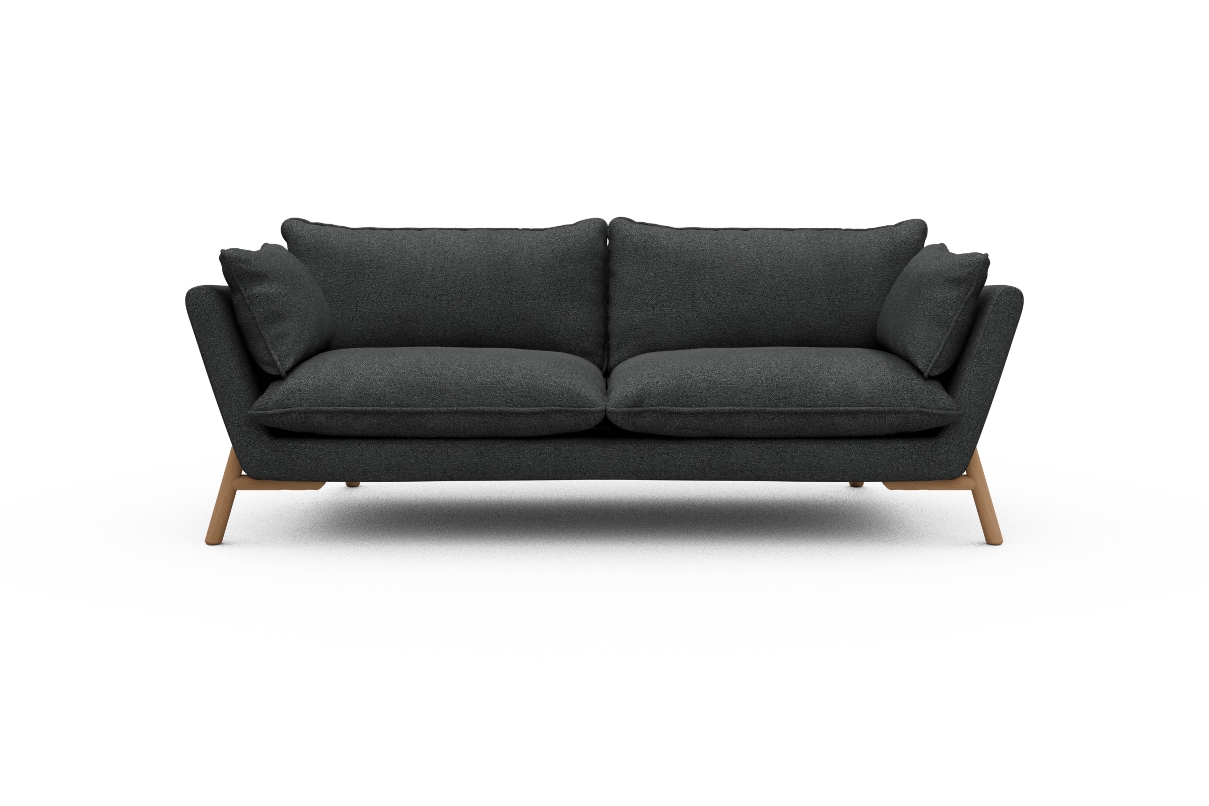 Skandi Home Sofa Emil PREMIUM 3-Sitzer Beinfarbe Eiche Natur Boucle-Charcoal moebelfaktor