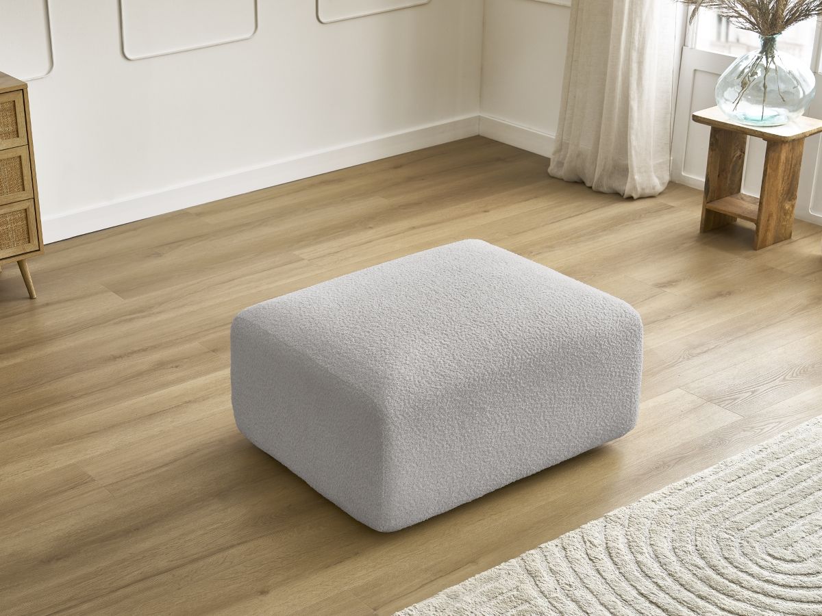 Bobochic Tina Pouf Bouclé-Stoff Hellgrau