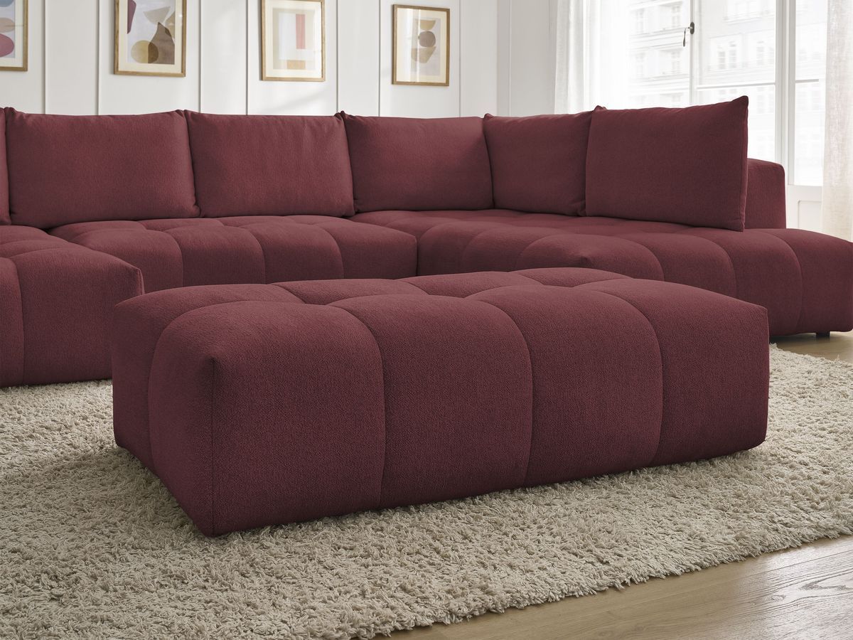 Bobochic Everest Wohnlandschaft mit Pouf, 6 Kissen Melange-Stoff Rot Ecke links