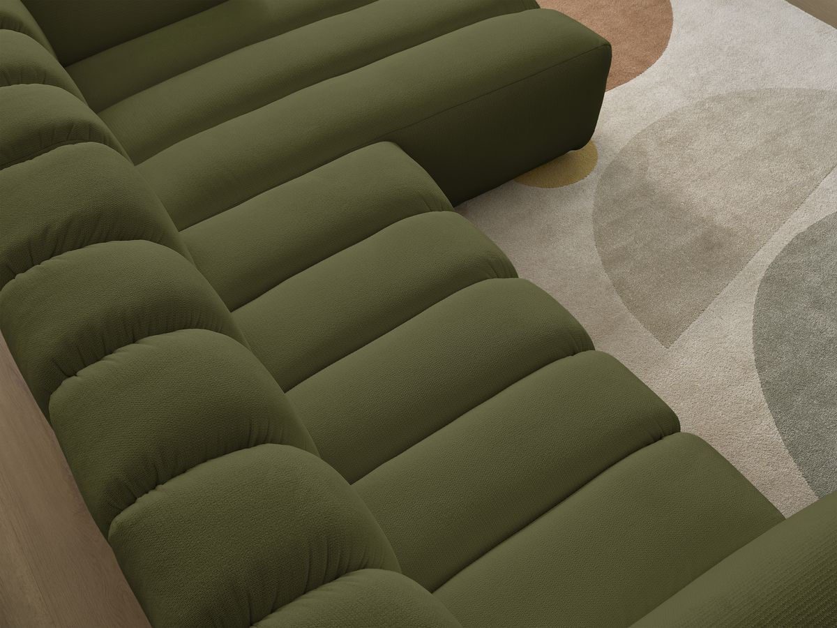 Bobochic Talia Ecksofa Melange-Stoff Grün Ecke rechts