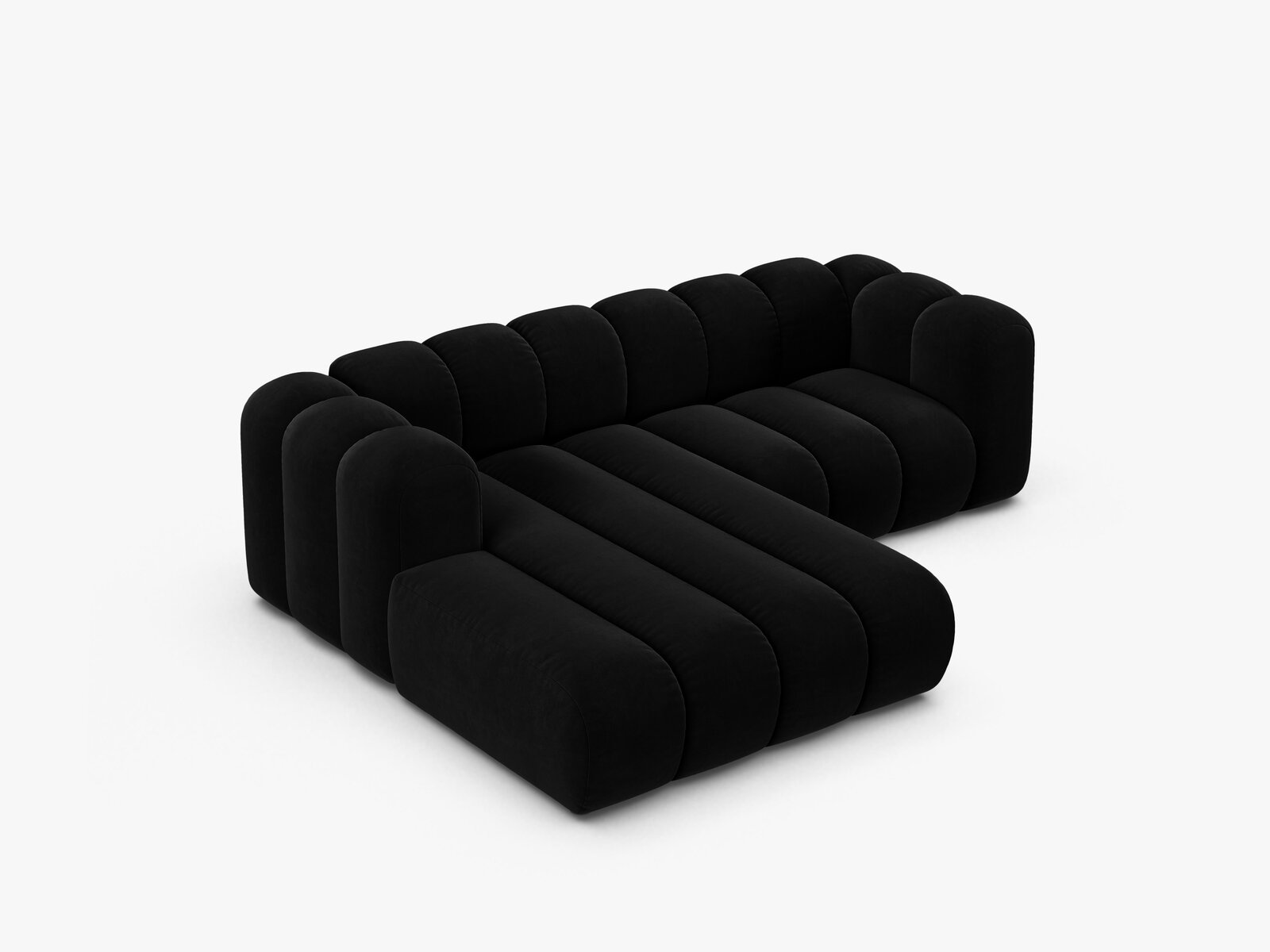 Micadoni Modulares Ecksofa Lupine 3-Sitzer Samt Venus Schwarz Links