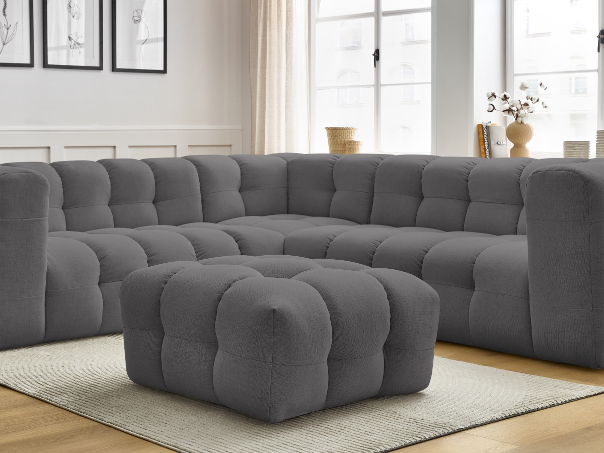 Bobochic Cloud Ecksofa mit Pouf 268 × 110 cm Stoff Dunkelgrau