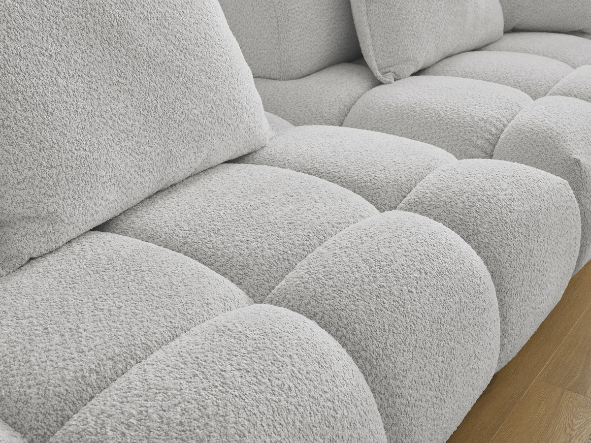 Bobochic Alya Sofa 4-Sitzer Bouclé-Stoff Hellgrau
