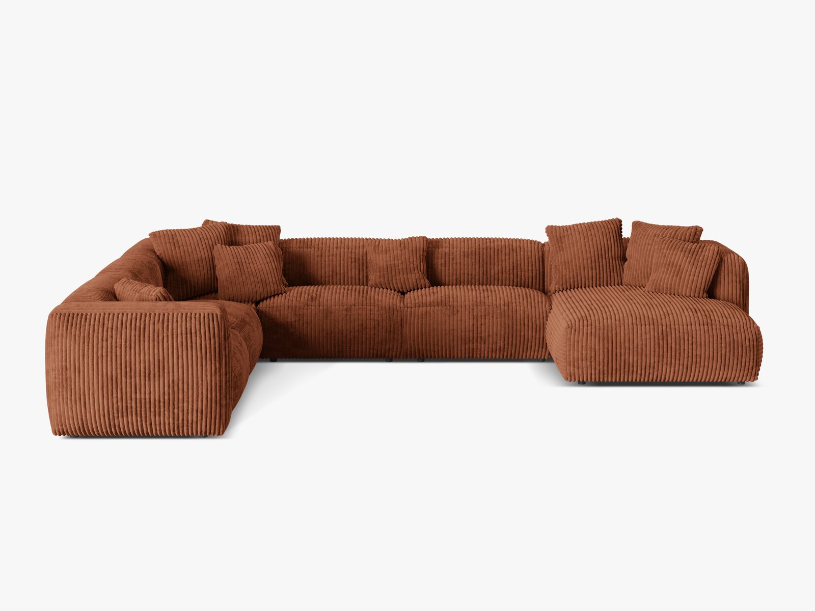 Micadoni modulares Ecksofa XL Martina 6-Sitzer Links Kord Tilia Ziegel