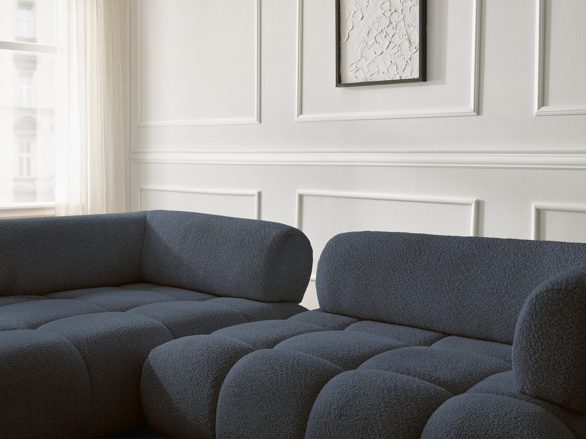 Bobochic Alya Ecksofa Bouclé-Stoff Dunkelblau Ecke links