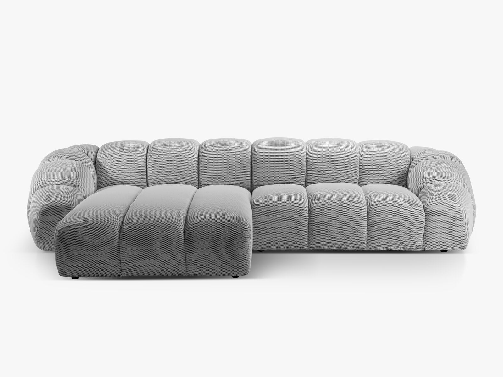 Micadoni Ecksofa Diana 4-Sitzer Links 3D-Stoff Silber