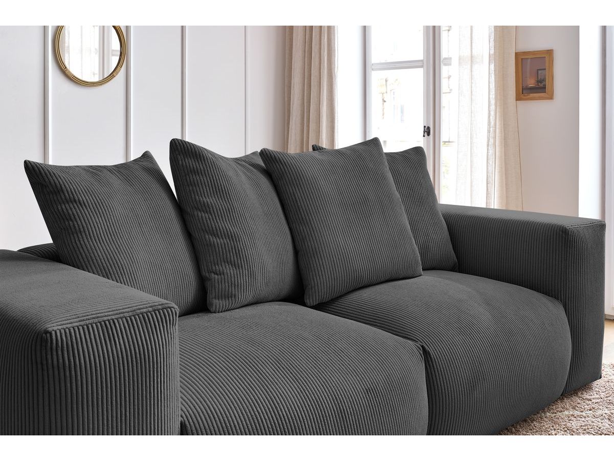 Bobochic Voltaire Sofa 3-Sitzer 248 × 100 cm Cordsamt Dunkelgrau