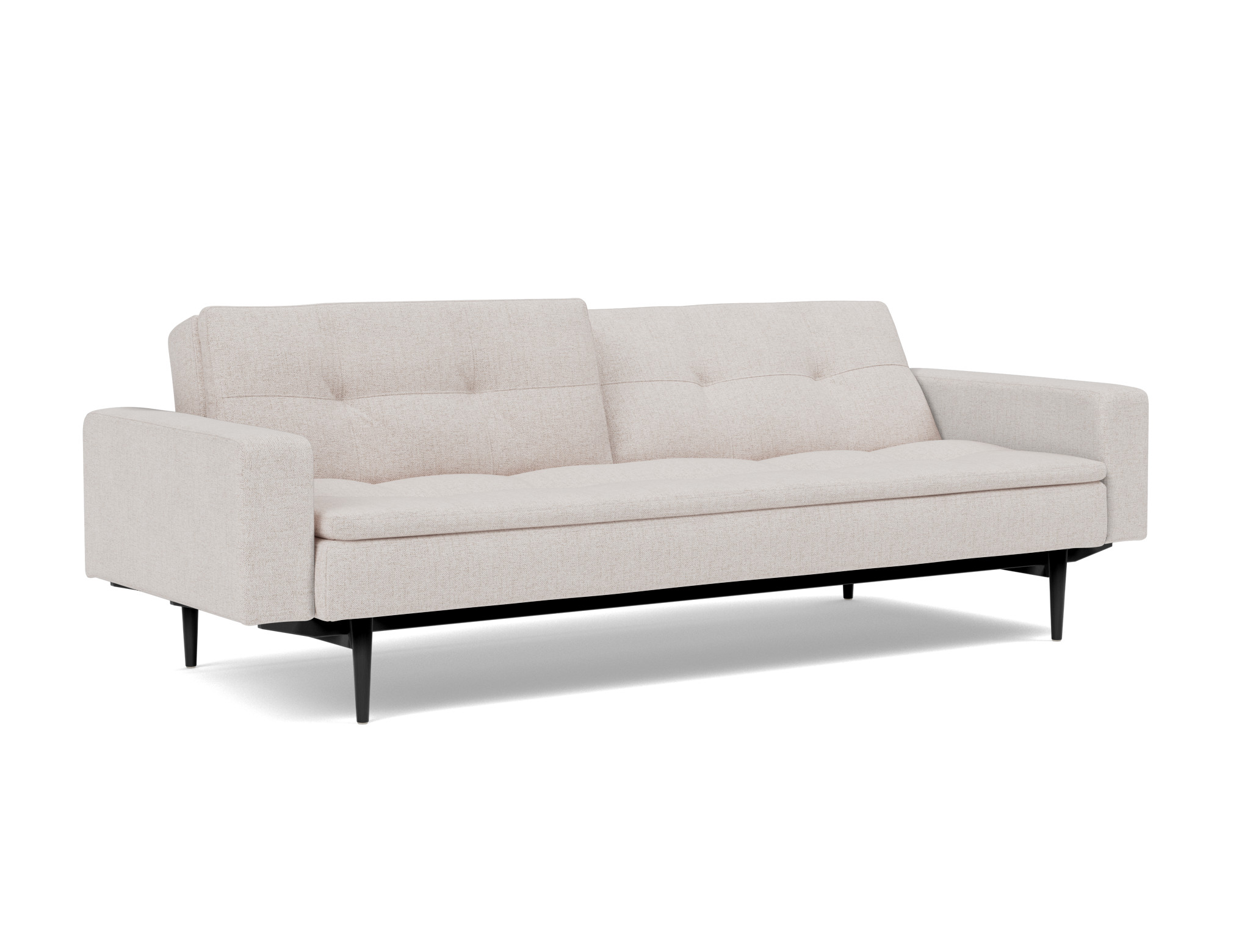 Schlafsofa Dublexo mit Armlehnen Strukturierter Stoff Weda 300-Weda-Sand Beine Styletto Eiche schwarz