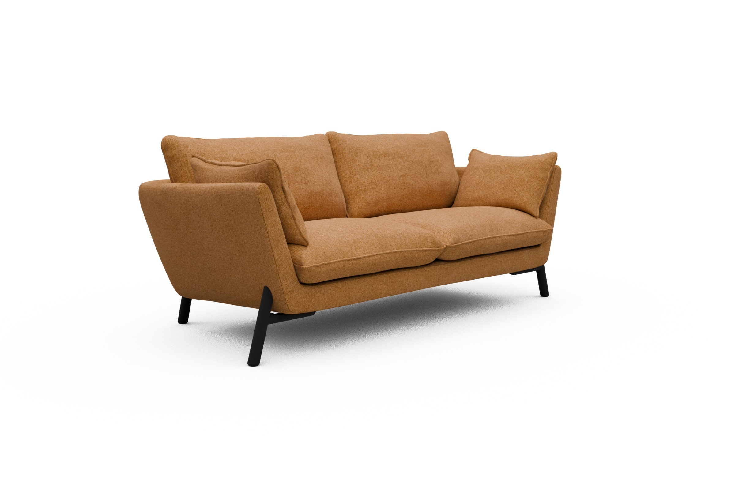 Sofa Emil 2-Sitzer Beinfarbe Eiche Schwarz Casone-Warm-Yellow