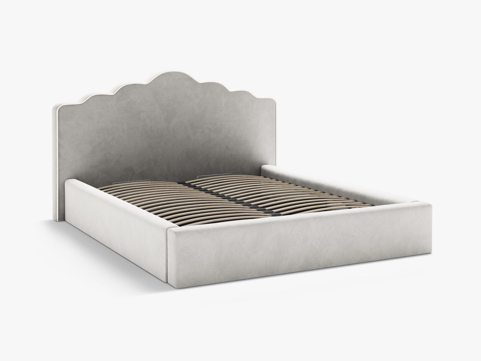 Micadoni Dream Samtbett mit Bettkasten und Kopfteil Samt Magic Velvet Elfenbein / Hellgrau 140x200