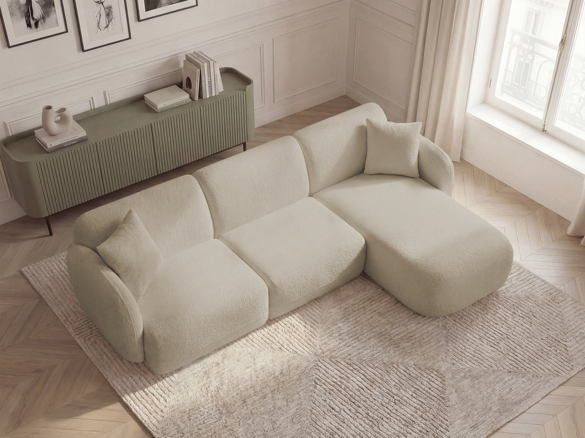 Bobochic Anda Ecksofa 292 × 163 cm Chenille Beige Ecke rechts