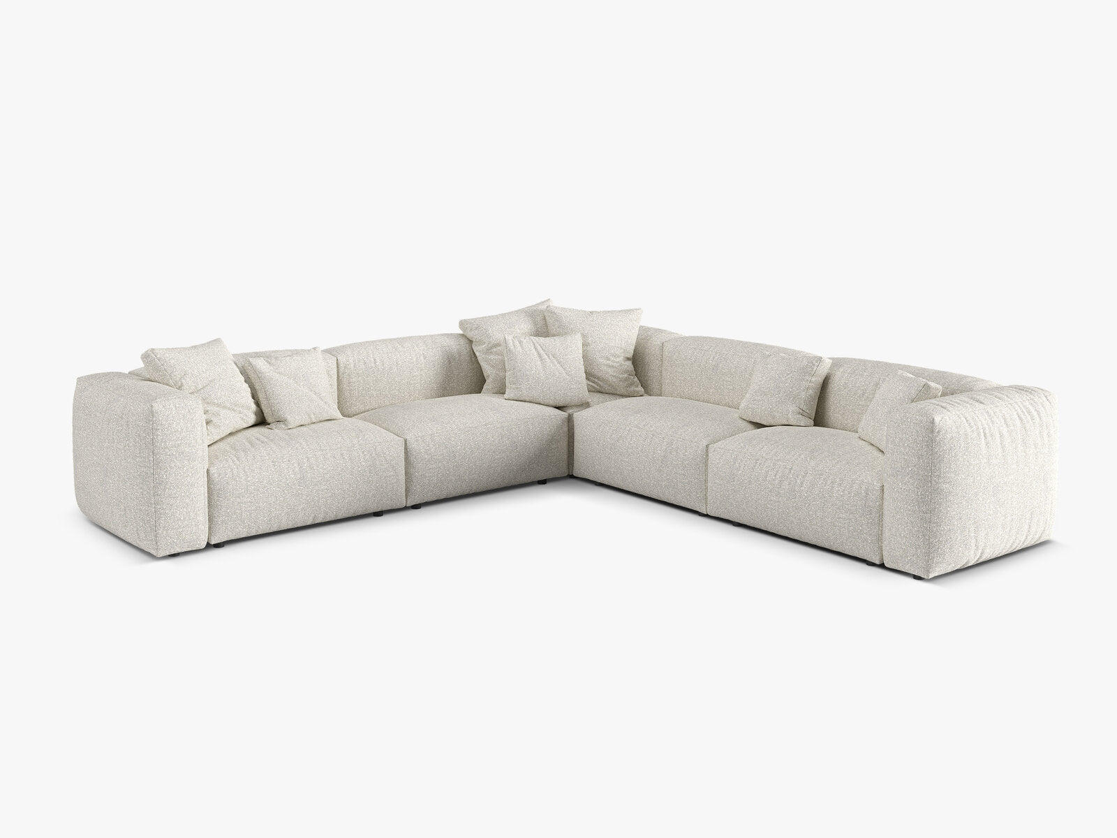 Micadoni modulares symmetrisches Ecksofa XL Martina 5-Sitzer Boucle Monet Grau Beige Melange