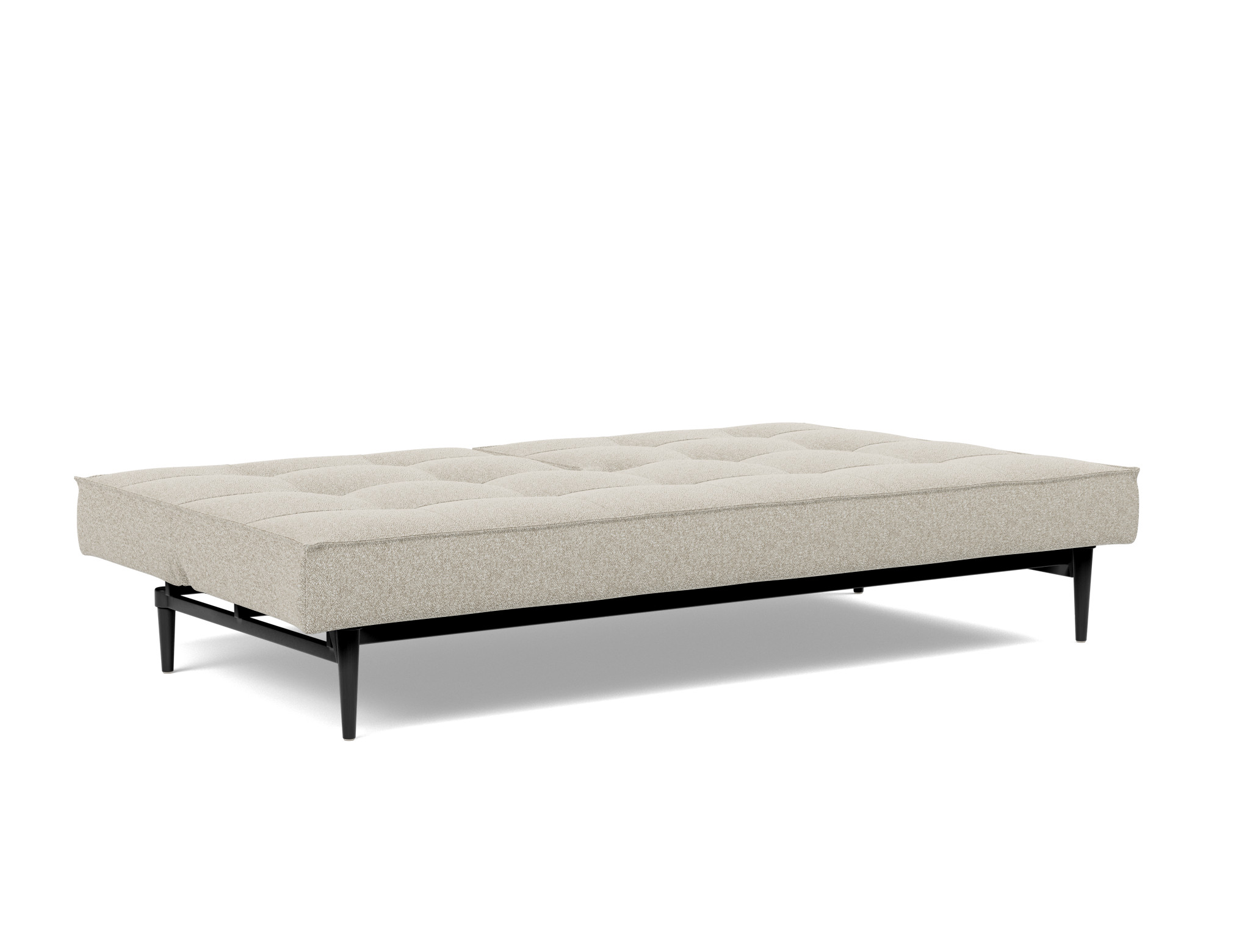 Schlafsofa Splitback Boucle Skandi 539-Beige Beine Styletto Eiche schwarz