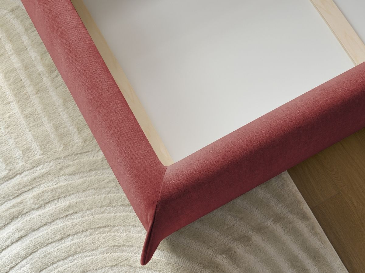 Bobochic Clothilde Polsterbett mit Bettkasten Samt Rot, Liegefläche 140 × 190 cm