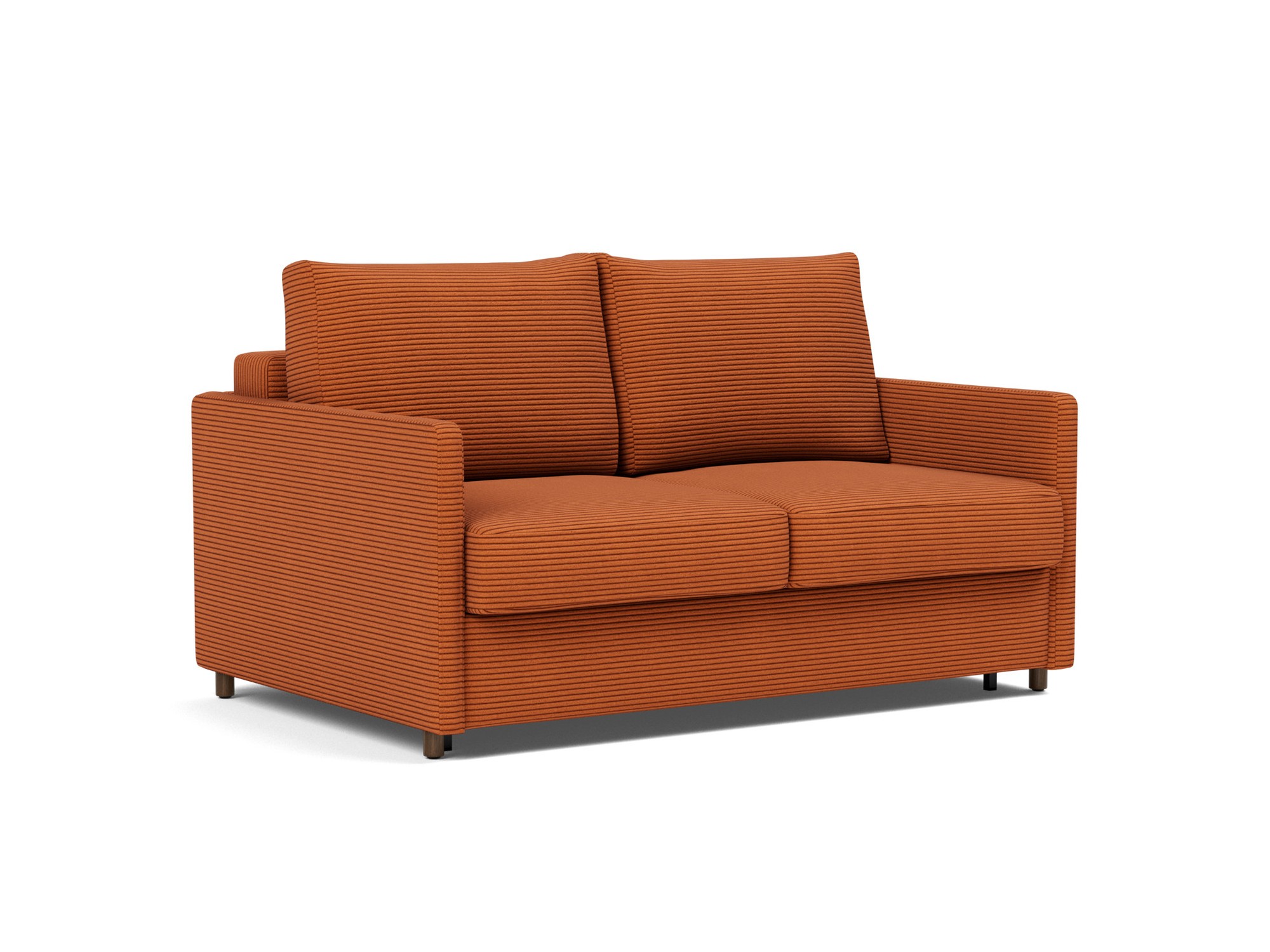 Schlafsofa Neah mit Slim-Armlehnen 140 Kord Corduroy 595-Burnt-Orange