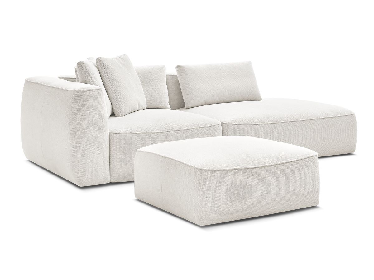 Bobochic Leopold Sofa 4-Sitzer mit Pouf Melange-Stoff Weiß Armlehne links