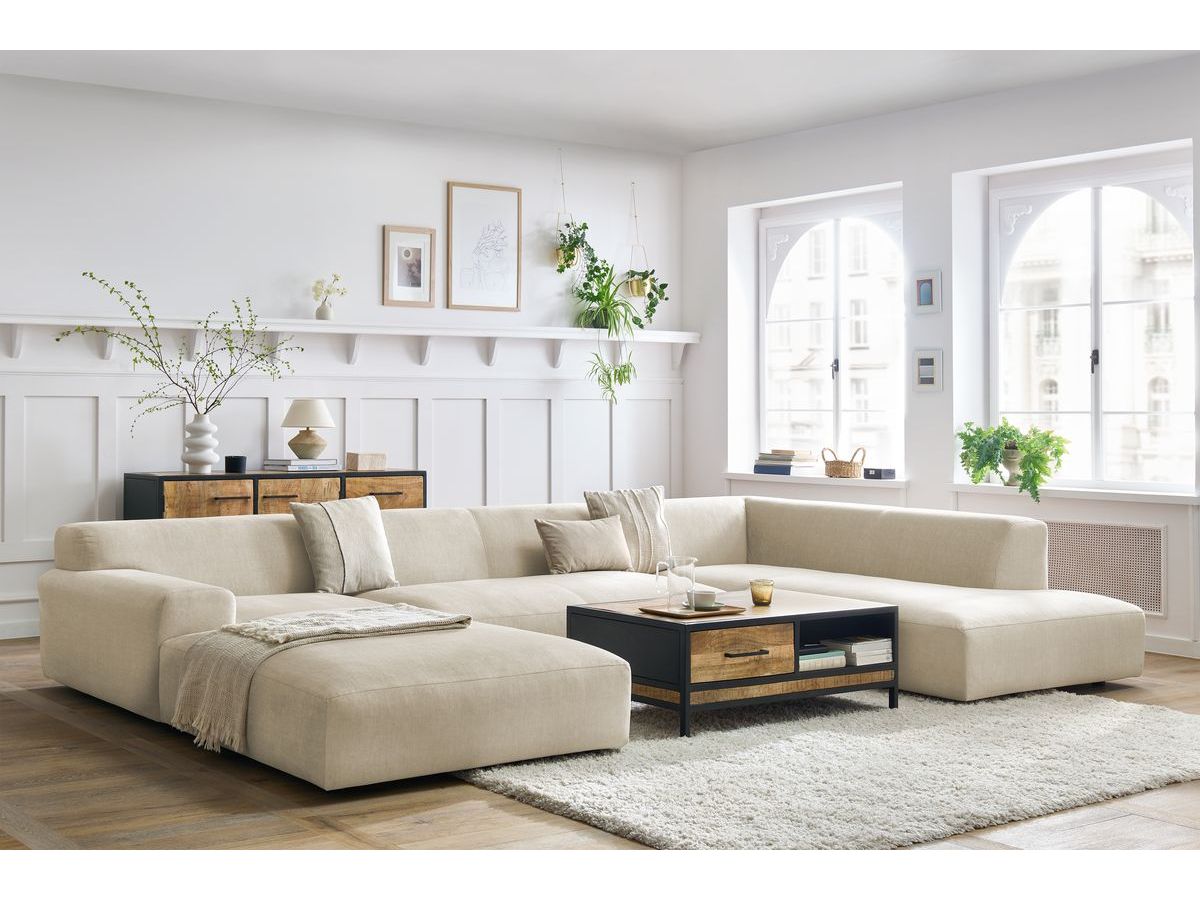 Bobochic Lavena Wohnlandschaft 399 × 220 cm Samt Beige Ecke links