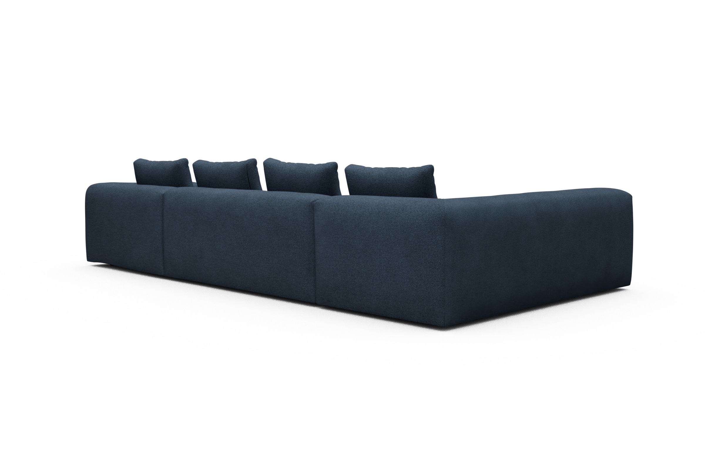 Wohnlandschaft Fred Chaiselongue rechts mit 2-Sitzer und lange Armlehne links Boucle-Blue
