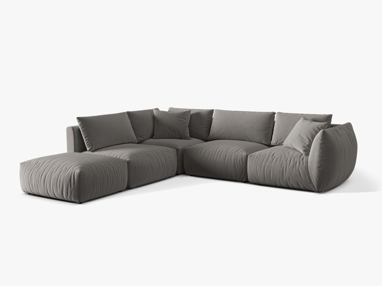 Micadoni Modulares Ecksofa Chris 4-Sitzer Links Samt Grau