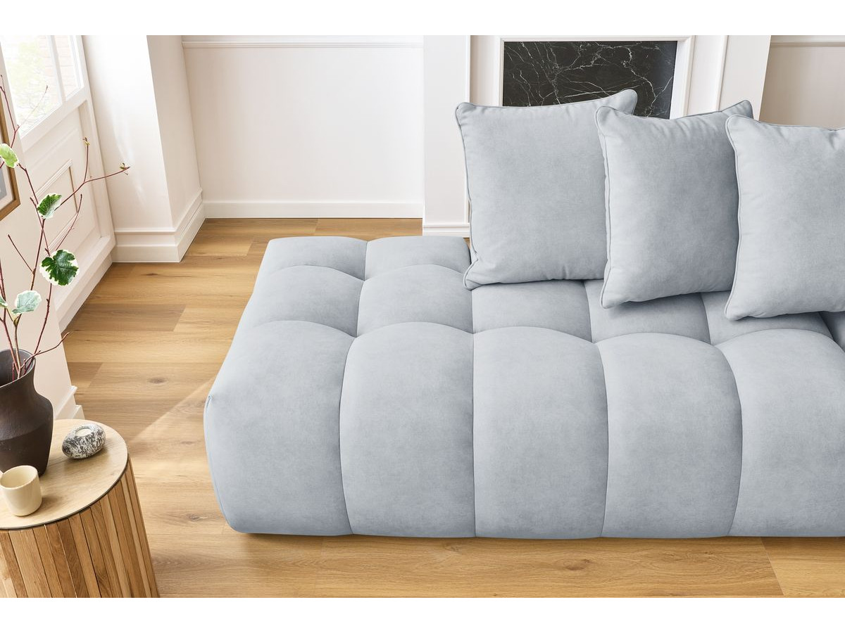 Bobochic Mont-blanc Ecksofa Samt Hellgrau Ecke rechts