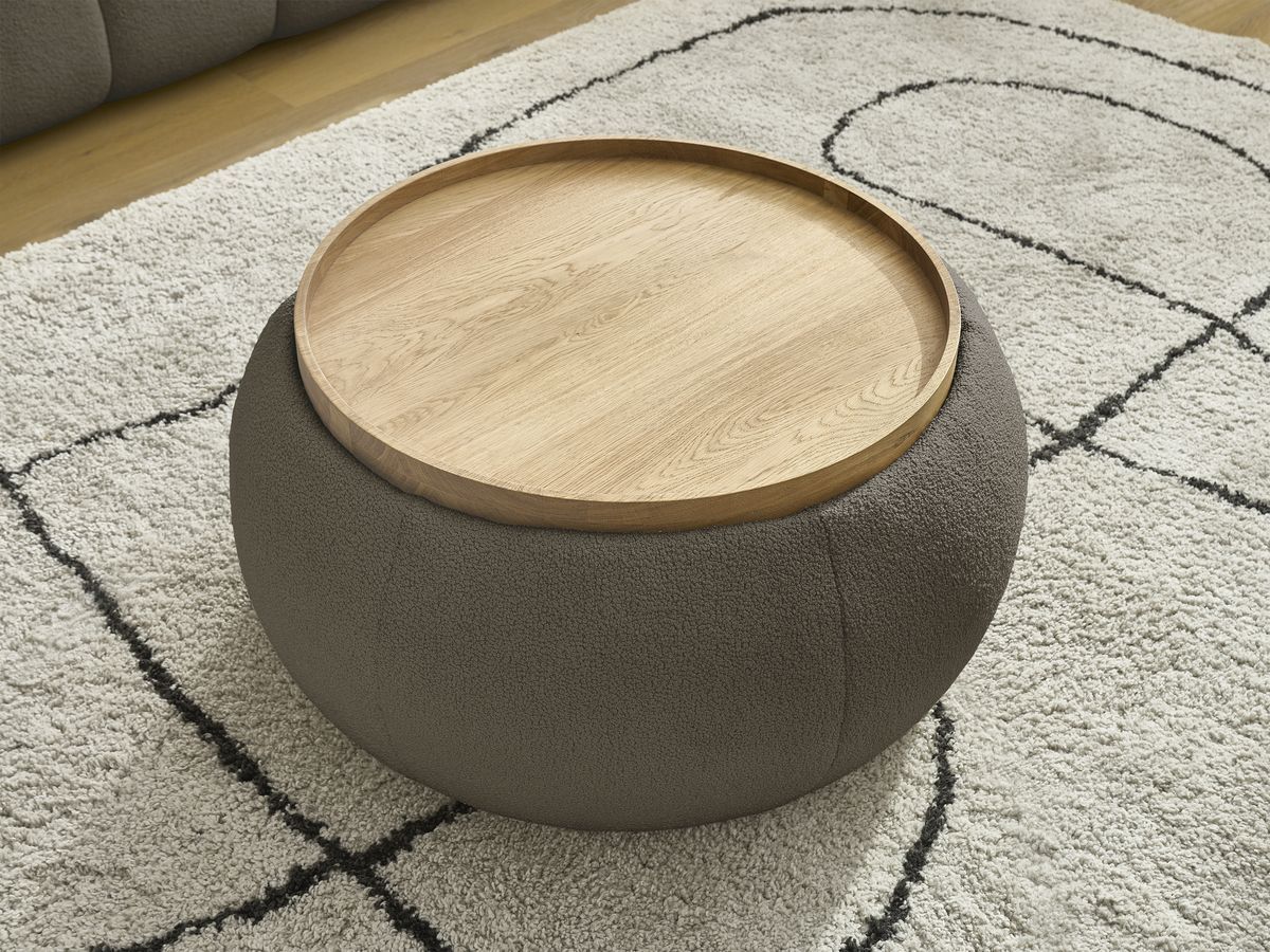 Bobochic Hayden Sofa 2-Sitzer mit Pouf Bouclé-Stoff Braun