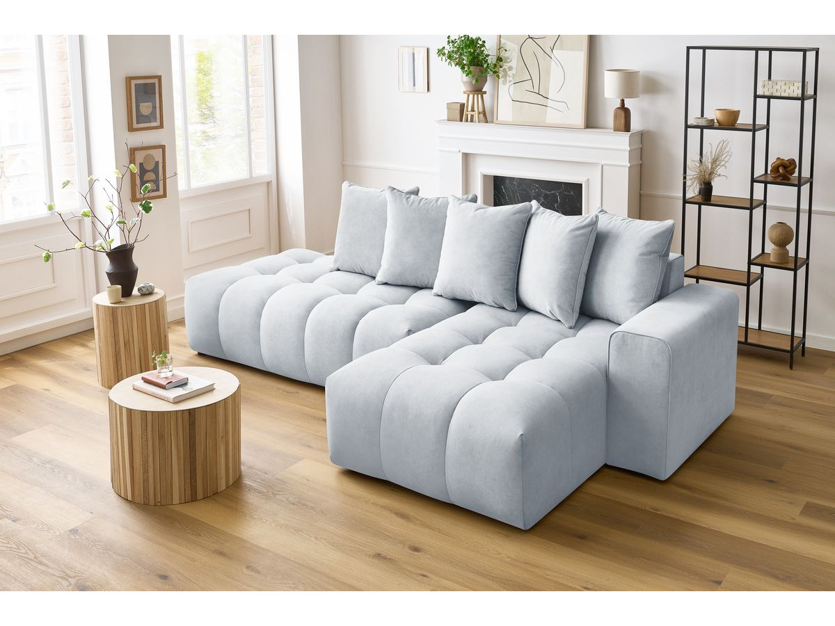 Bobochic Mont-blanc Ecksofa Samt Hellgrau Ecke rechts