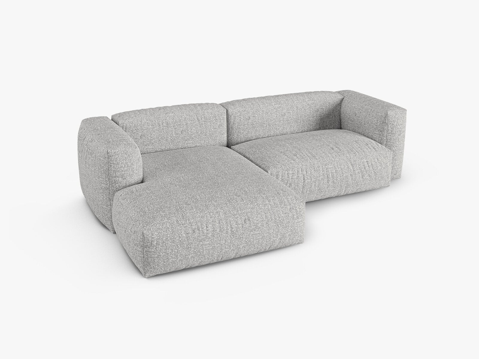 Micadoni Ecksofa Martina 2-Sitzer 90cm Sitztiefe Links Boucle Monet Silber
