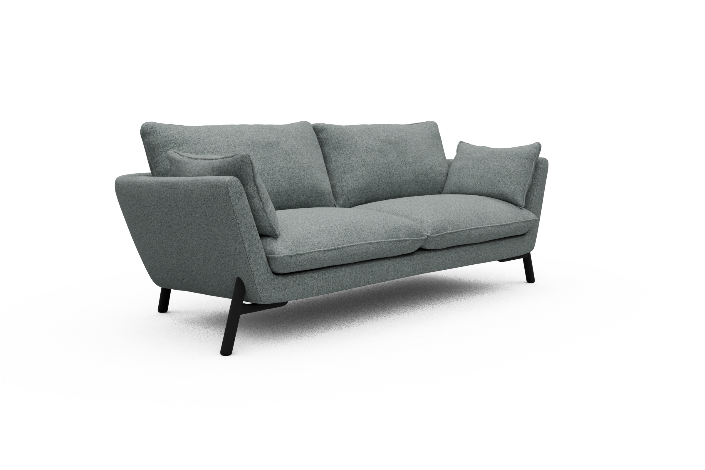 Sofa Emil 3-Sitzer Beinfarbe Eiche Schwarz Casone-Light-Mixed-Green