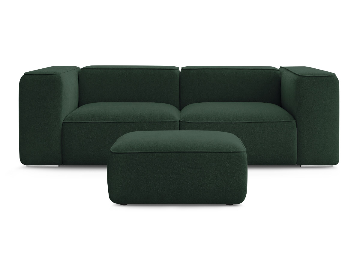 Bobochic Zephyr Sofa 3-Sitzer mit Pouf Strukturstoff Grün