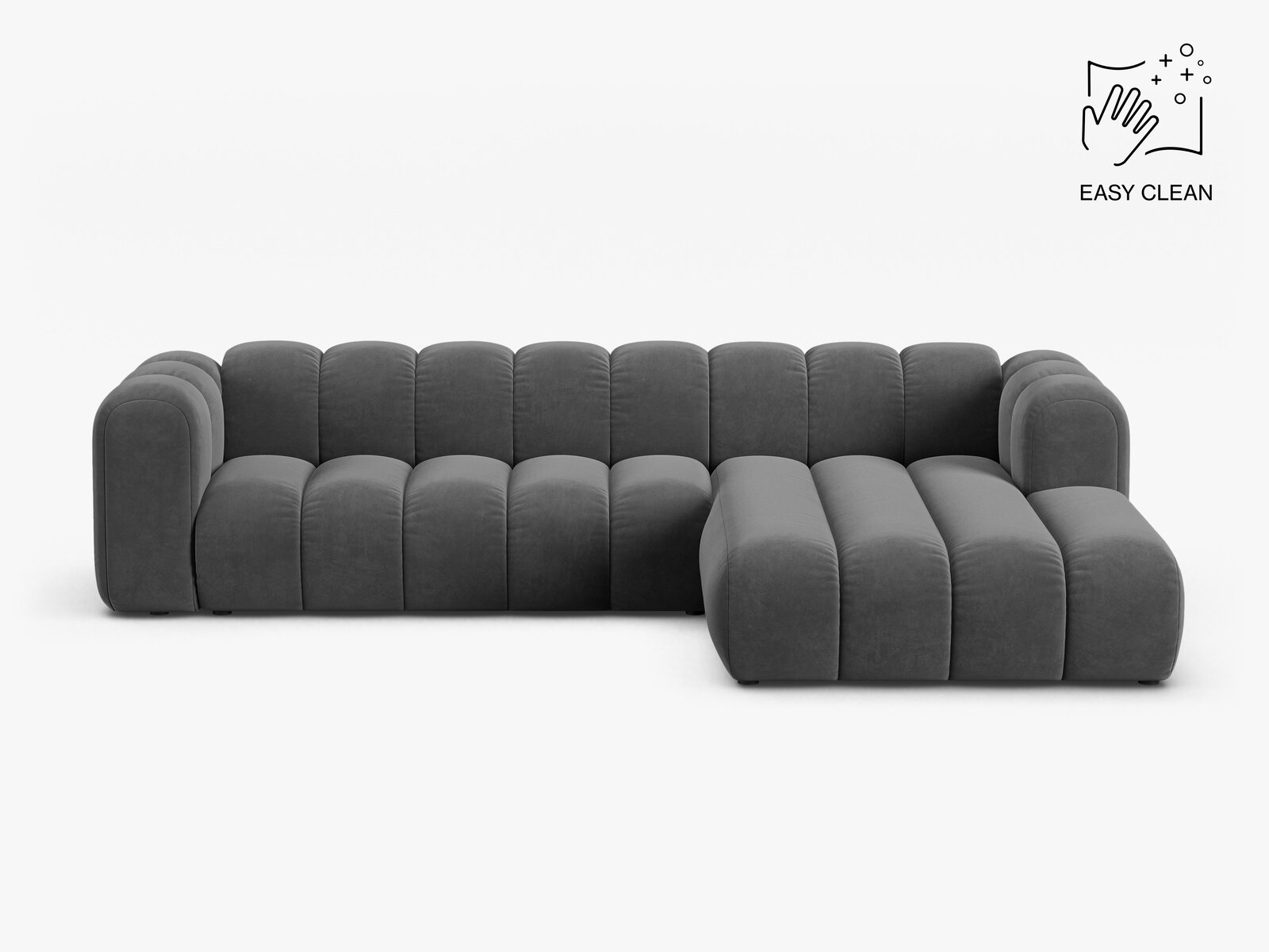 Micadoni Modulares Ecksofa Lupine 4-Sitzer Samt Venus Grau Rechts