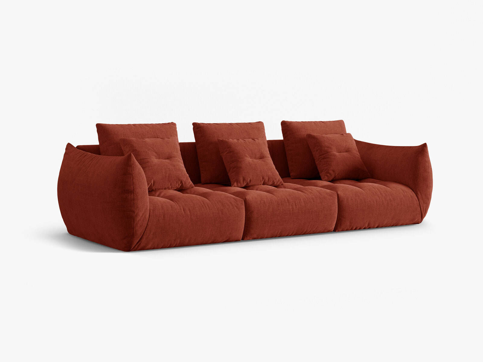 Micadoni Sofa Bloom 4-Sitzer Strukturierter Stoff Wind Kastanienbraun