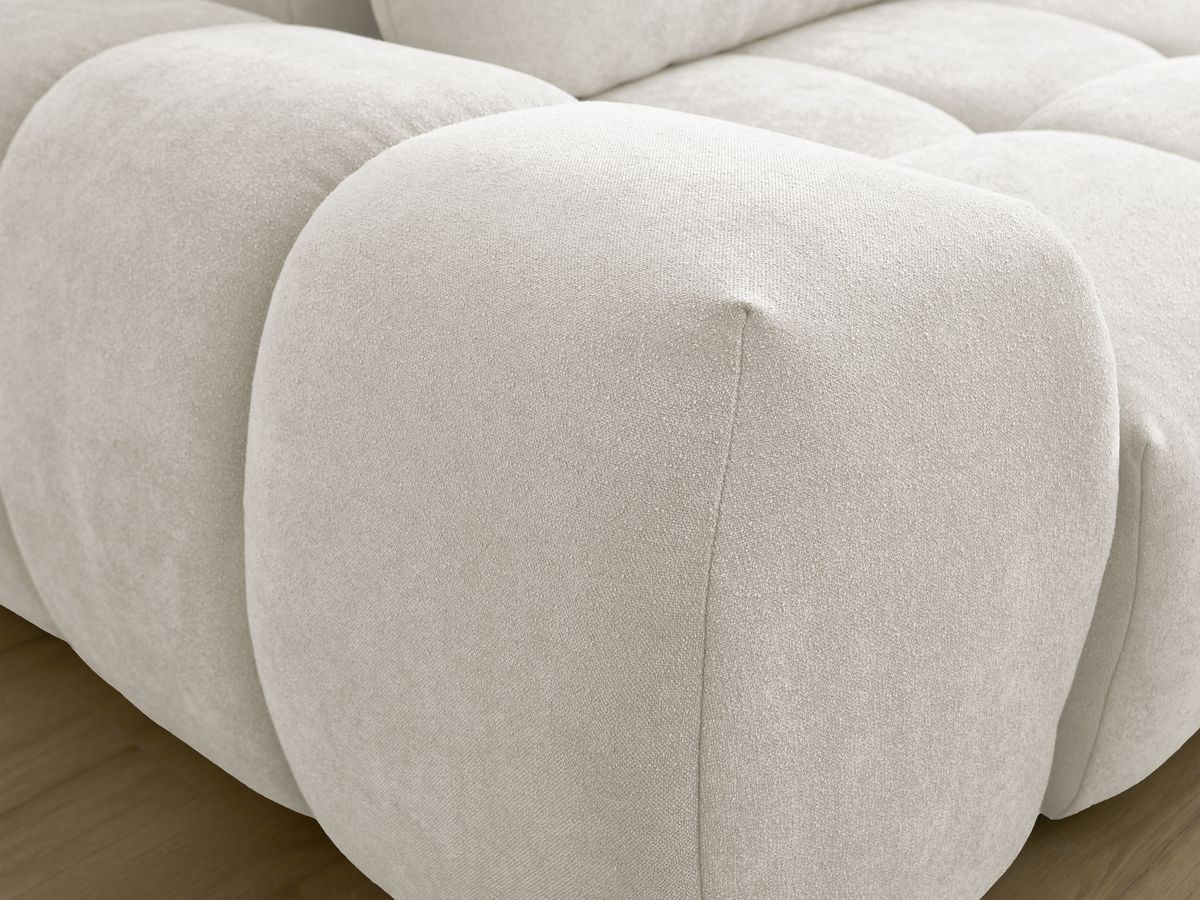 Bobochic Everest Schlafsofa 3-Sitzer mit Bettkasten, 2 Kissen Strukturstoff Weiß